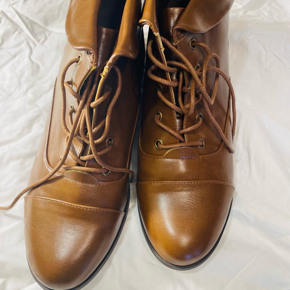 Brown Lace-Up Ankle Boots